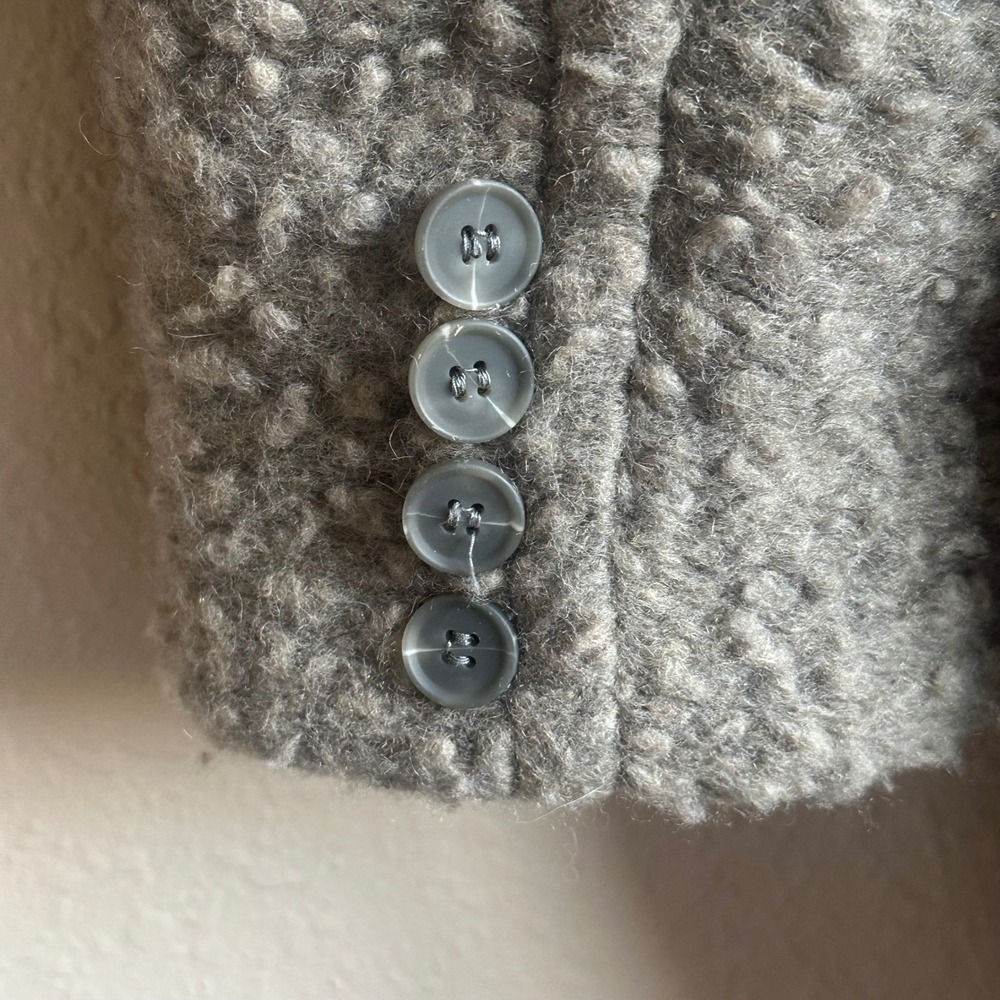 Eckhaus Latta Cocoon Coat Grey Boucle Wool Blend Notched Lapel Mid‎ Length - Picture 4 of 12